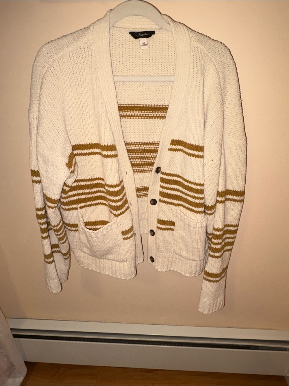 Supplies Cream Cardigan with Gold Stripes